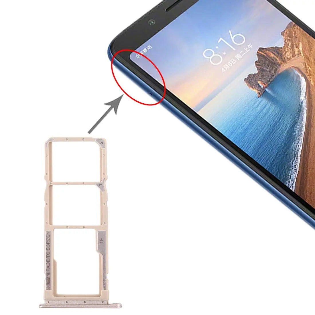 Mozomart Sim Tray Slot Holder for Xiaomi Redmi 7A : Gold - Zeespares.in Mozomart Sim Tray Slot Holder for Xiaomi Redmi 7A : Gold - Zeespares.in